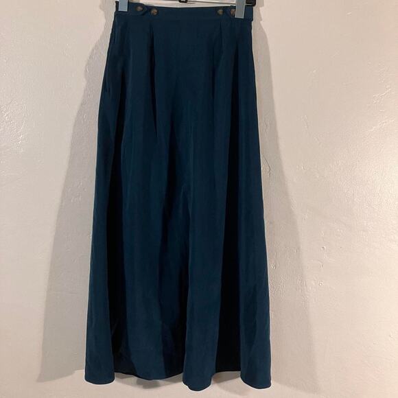 Karen Scott Dresses & Skirts - Karen Scott‎ Green Satin Long Midi Skirt with Pockets